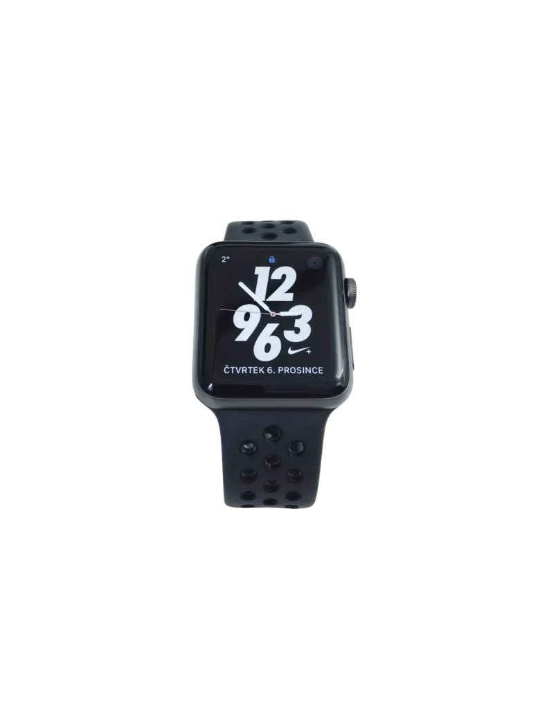 An Apple Watch with a black ban