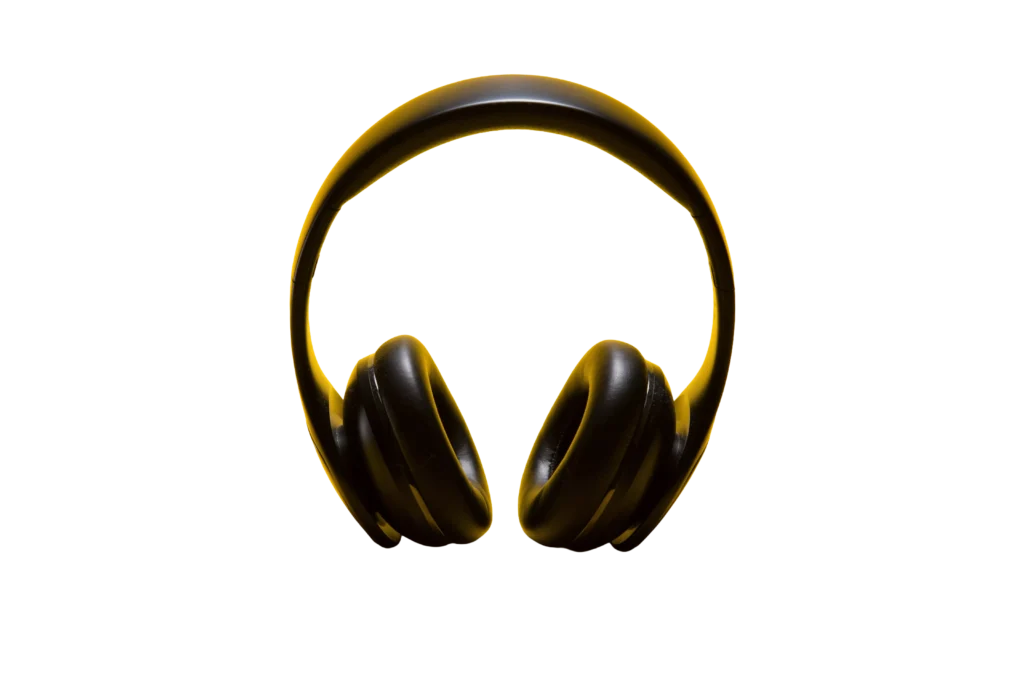 Stylish headphones emphasizing their shape and color.