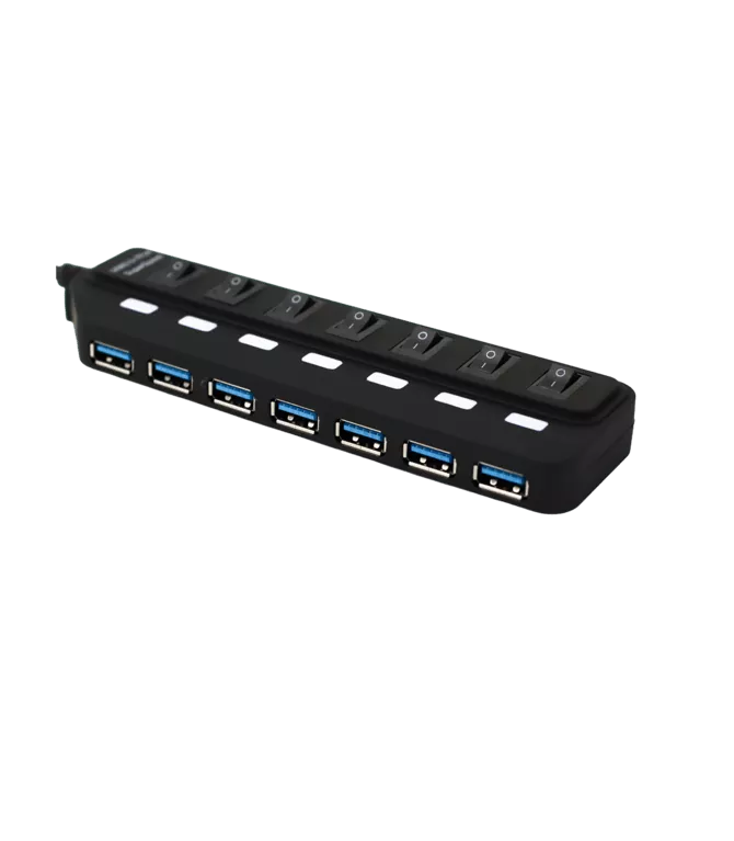 A USB hub featuring four ports for connecting multiple devices simultaneously.